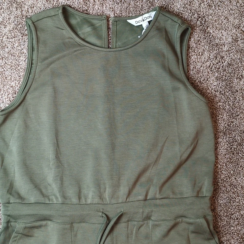 Davi & Dani Solid Knit Jumpsuit In Olive Green Women's Size Large NWT